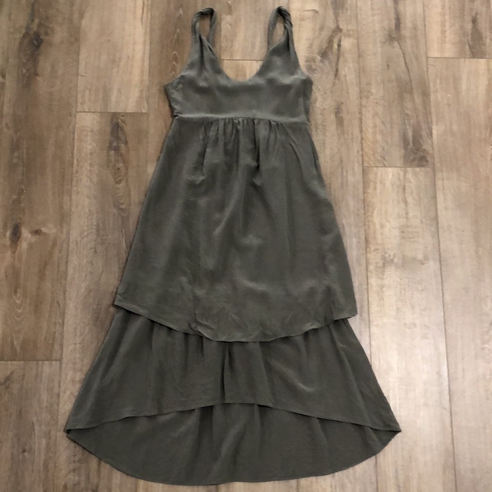 100% silk sleeveless maxi dress w/ layered look